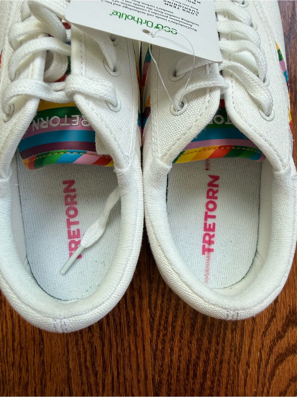 NEW Tretorn White Nylite Plus Rainbow Canvas Sneakers Women’s Sz 6 - Picture 4 of 11